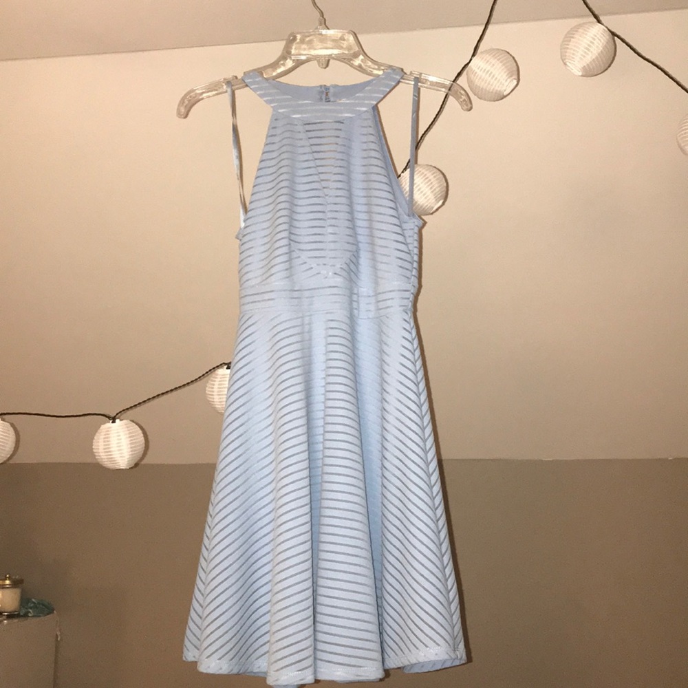 Altar’d State Light Blue Striped Halter Dress